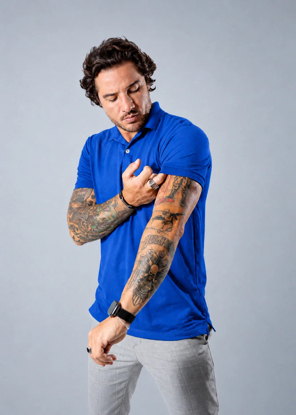 Camisa Gola Polo Masculina Piquet Manga Curta Azul Royal