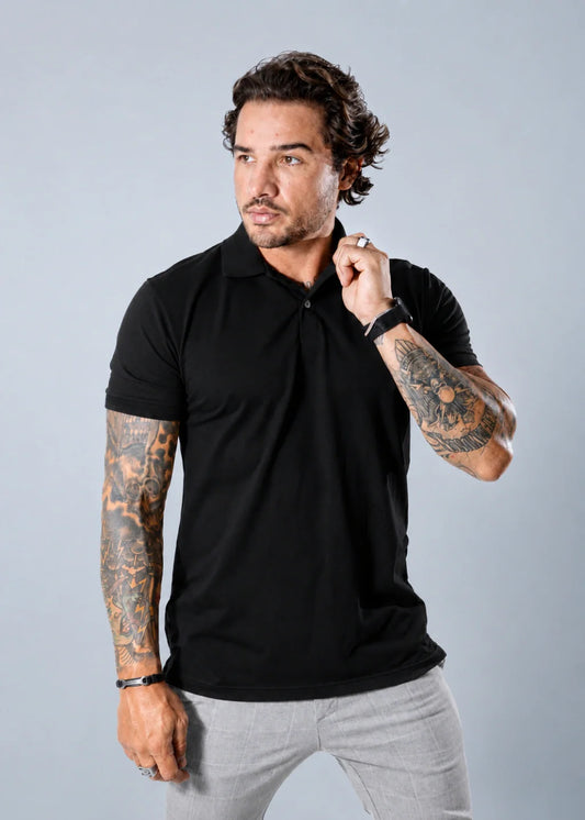 Camisa Gola Polo Masculina Piquet Manga Curta Preto